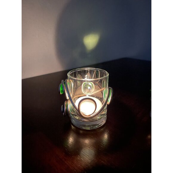 Pair of Decorative Art Glass Votive Candle Holders - Picture 2 of 6